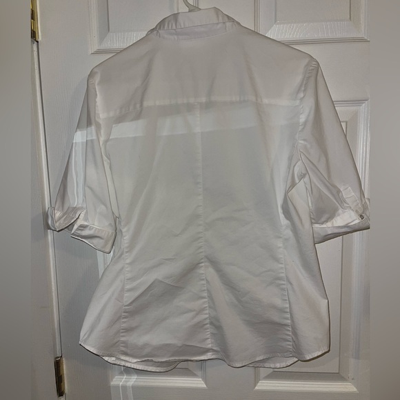 7th Avenue New York & Company White Contoured Button Down Blouse Size Large - Picture 3 of 11